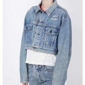 RE/DONE x The Attico Denim Cropped Trucker Jacket (S)